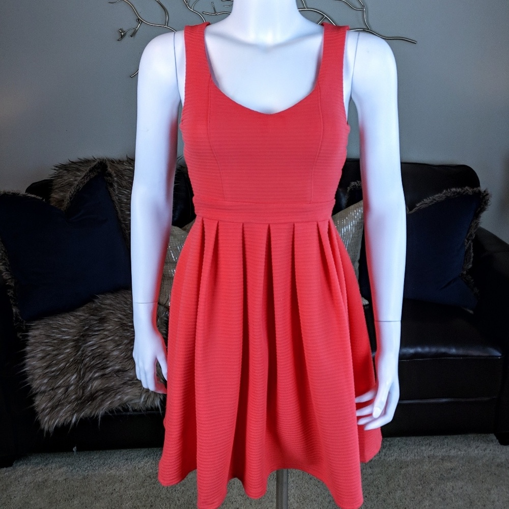 💰Ya Los Angeles Fit and Flare Dress Coral Pink